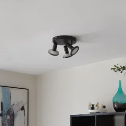 Loftlamper ^ Lindby -spot Ilda, 3-lys, Ø 20 cm, sort, jern