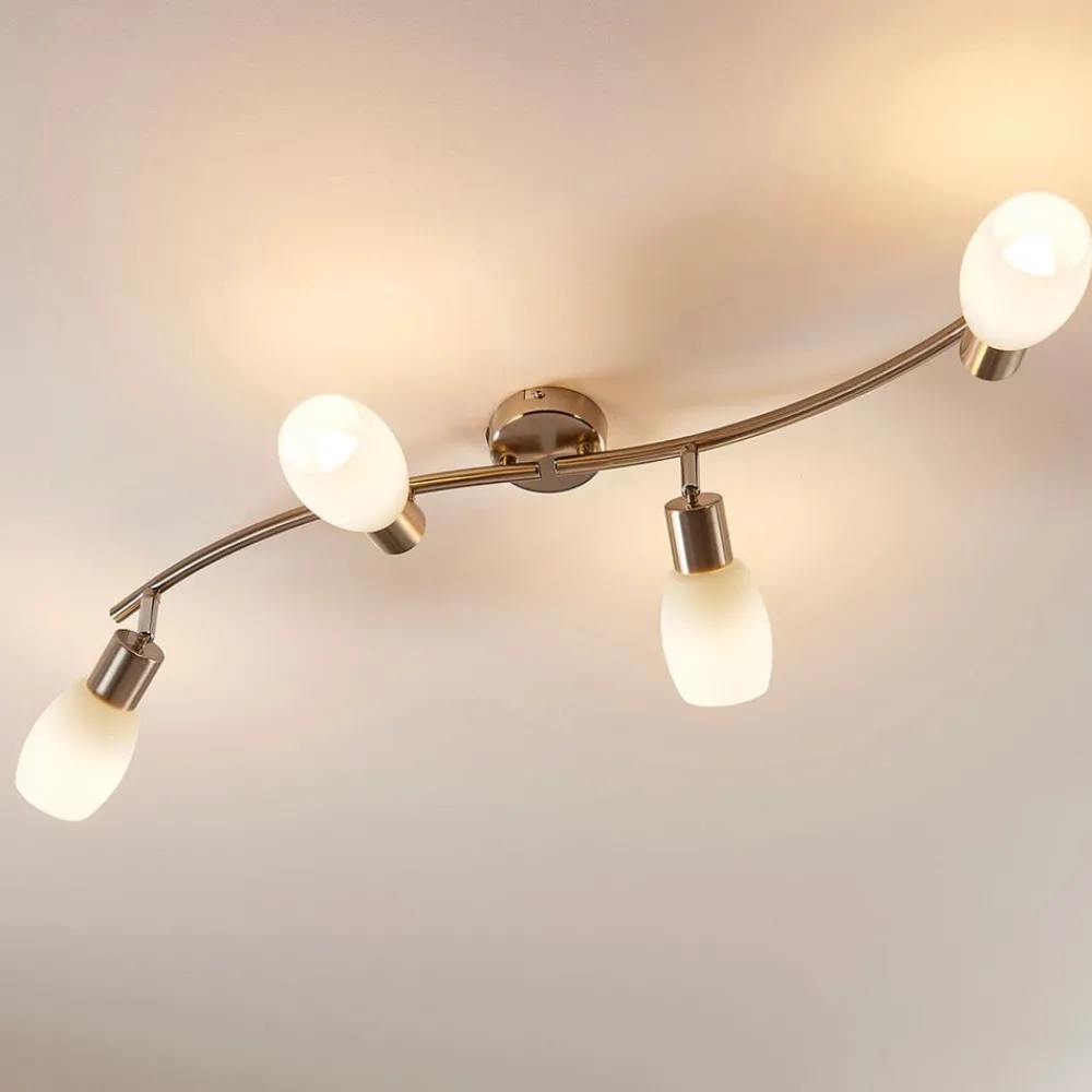 Lindby Loftlamper|Loftlamper > spotlight Arda, 70 cm, 4 lyskilder, nikkel, glas, E14