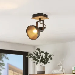 Lindby Gang|Pendellamper > spotlight Aylis, højde 14 cm, sort, træ, E14