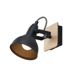 Lindby Gang|Pendellamper > spotlight Aylis, højde 14 cm, sort, træ, E14