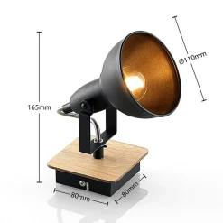 Lindby Gang|Pendellamper > spotlight Aylis, højde 14 cm, sort, træ, E14
