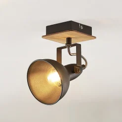 Lindby Gang|Pendellamper > spotlight Aylis, højde 14 cm, sort, træ, E14