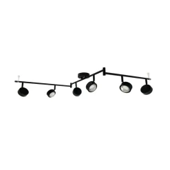 Lindby Arbejdsrum/Kontor|Loftlamper > spotlight Jyla, sort, linse, 3.000 K, 6-lys, GX53