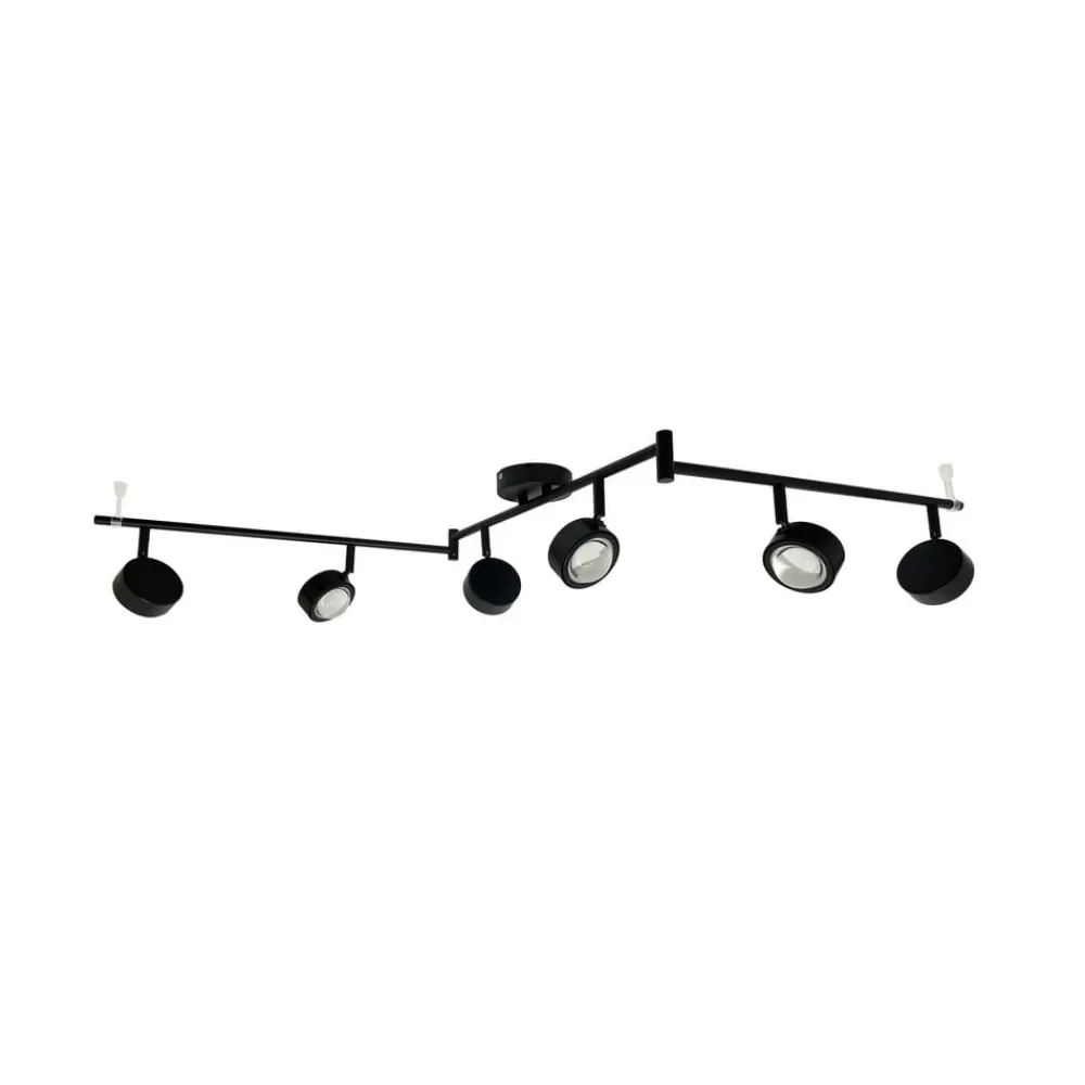 Arbejdsrum/Kontor ^ Lindby -spotlight Jyla, sort, linse, 4.200 K, 6-lys, GX53