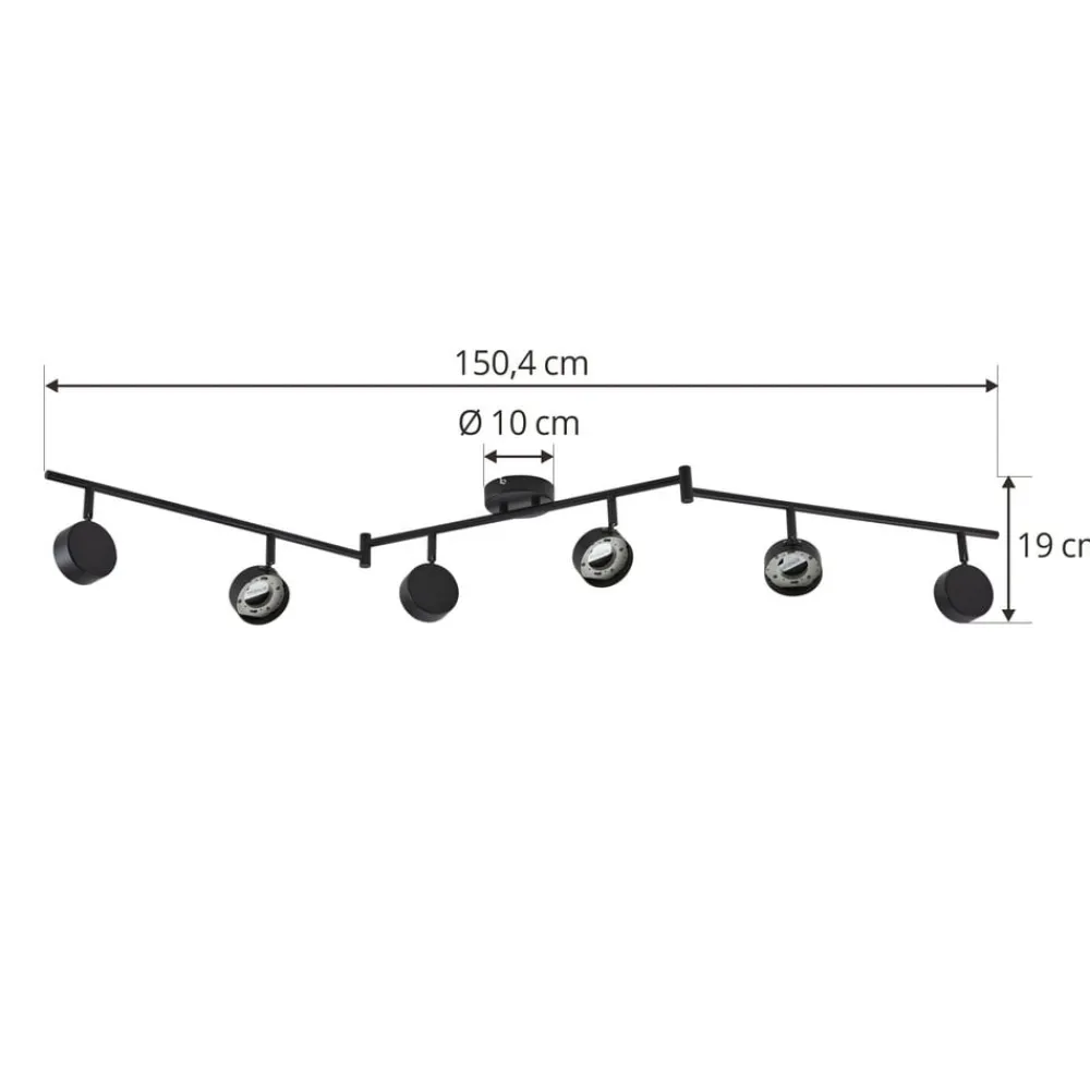 Arbejdsrum/Kontor ^ Lindby -spotlight Jyla, sort, linse, 4.200 K, 6-lys, GX53