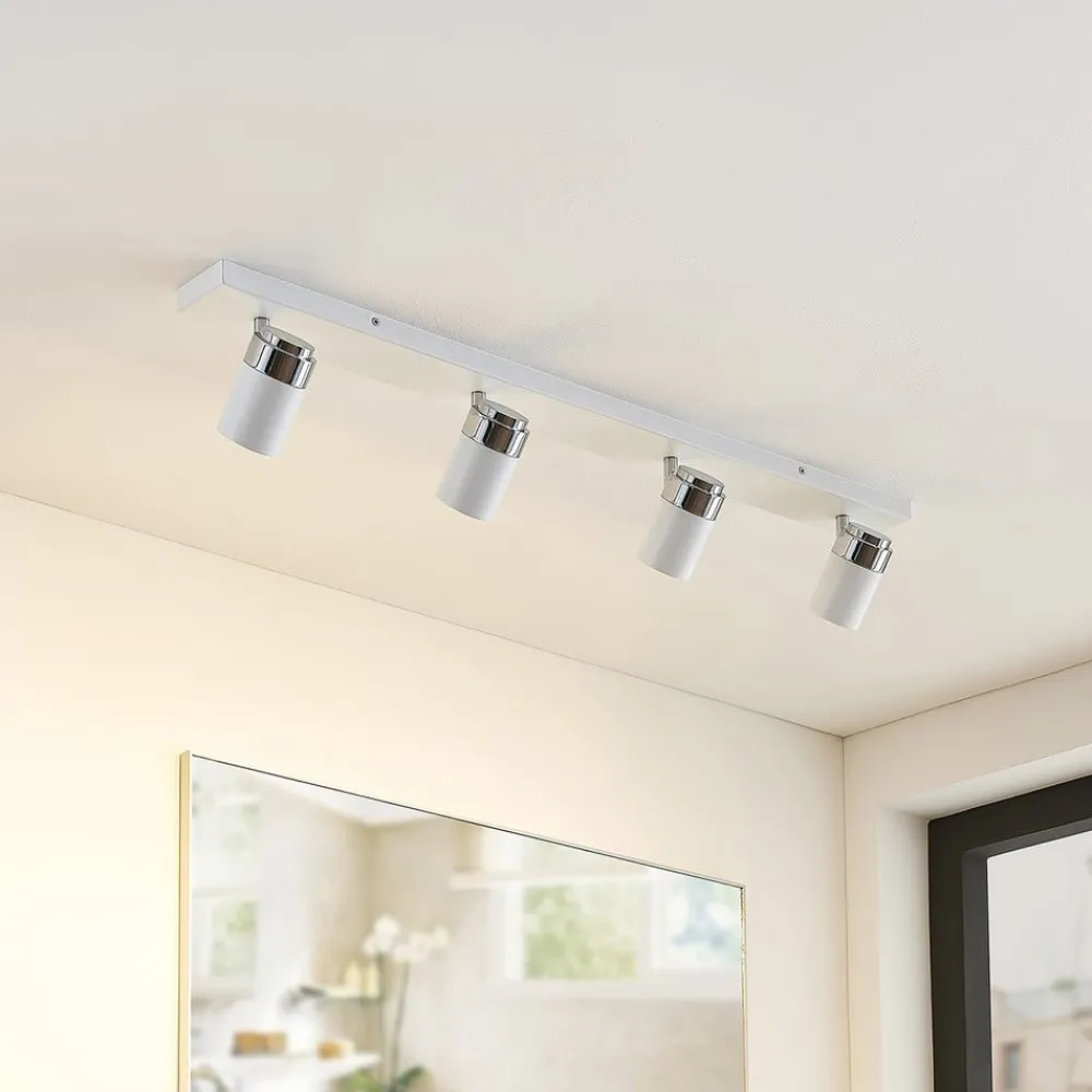 Loftlamper|Spotlights ^ Lindby spotlight Kardo, 4 lyskilder, hvid, metal, IP44