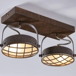 Lindby Loftlamper|Pendellamper > spotlight Tamin, rustfarvet, 2 lyskilder, glas, G9