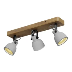 Lindby Loftlamper|Loftlamper > Spot Mitis, 50 cm, 3 lyskilder, grå, træ, beton, GU10