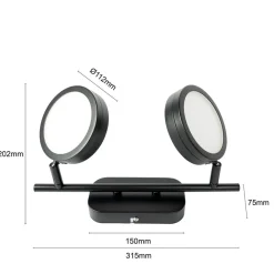Lindby Loftlamper|Spotlights > -spot Neros, sort, 2-lys, 31,5 cm, CCT, jern