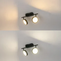 Lindby Loftlamper|Spotlights > -spot Neros, sort, 2-lys, 31,5 cm, CCT, jern