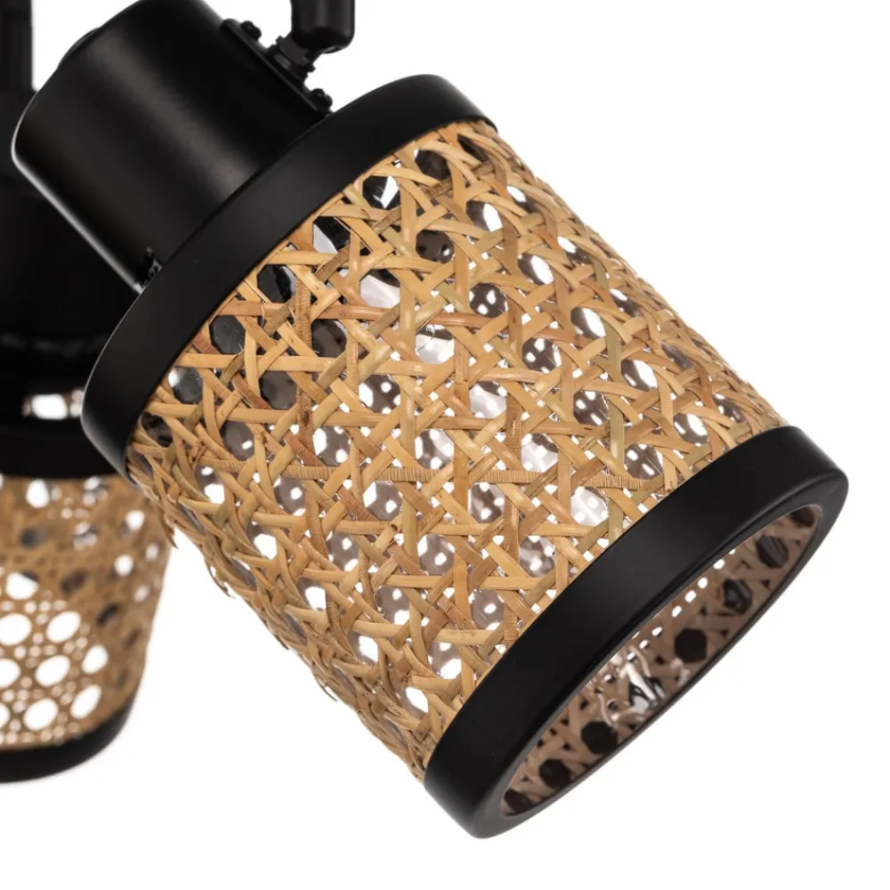 Lindby Spotlights > spot Yaelle, Ø 30 cm, 3 lyskilder, rattan, sort, E27