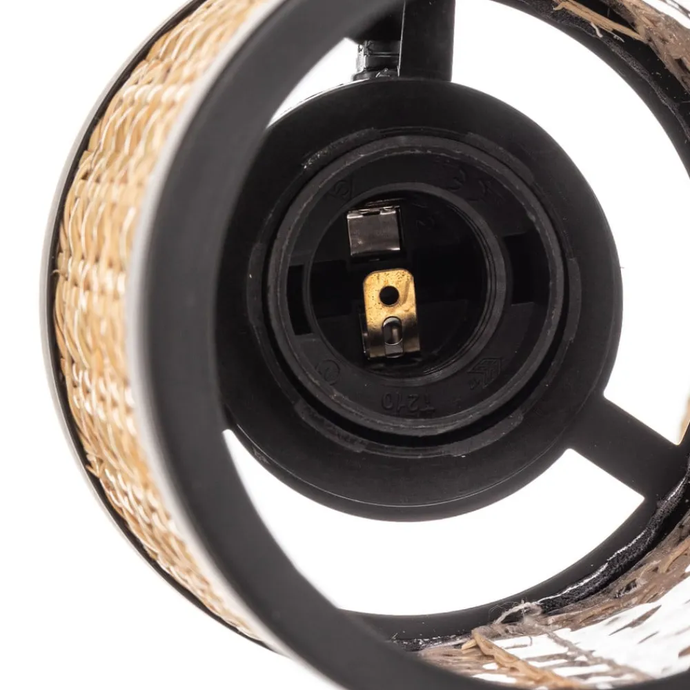 Lindby Spotlights > spot Yaelle, Ø 30 cm, 3 lyskilder, rattan, sort, E27