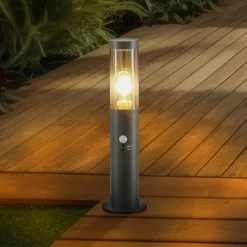 Lindby Sokkellamper Med Sensor|Sokkellamper > Statius sokkellampe, antracit, jern, sensor, 45 cm