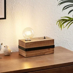 Bordlamper ^ Lindby Sverina bordlampe af træ, 1 lyskilde