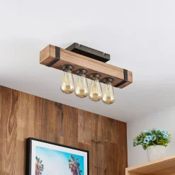 Lindby Loftlamper|Loftlamper > Sverina loftlampe, 46 cm, brun, træ, metal