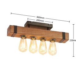 Lindby Loftlamper|Loftlamper > Sverina loftlampe, 46 cm, brun, træ, metal