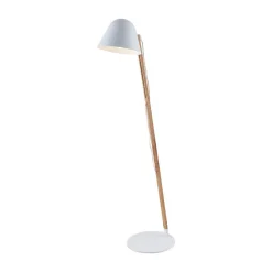 Pendellamper|Gulvlamper ^ Lindby Tetja gulvlampe med træstang, hvid