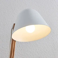 Pendellamper|Gulvlamper ^ Lindby Tetja gulvlampe med træstang, hvid