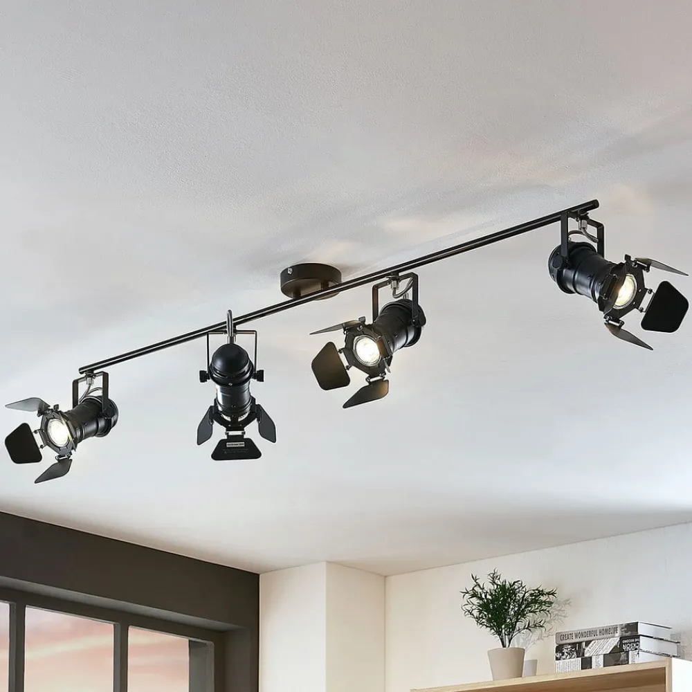 Lindby Gang|Loftlamper > Tilen loftspot, 4 lyskilder, sort, metal, 125 cm