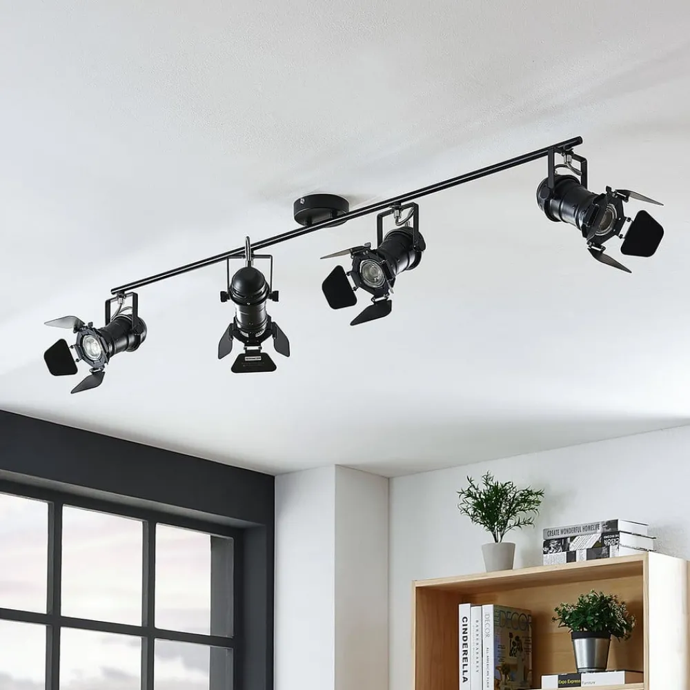 Lindby Gang|Loftlamper > Tilen loftspot, 4 lyskilder, sort, metal, 125 cm