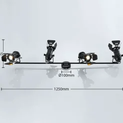 Lindby Gang|Loftlamper > Tilen loftspot, 4 lyskilder, sort, metal, 125 cm