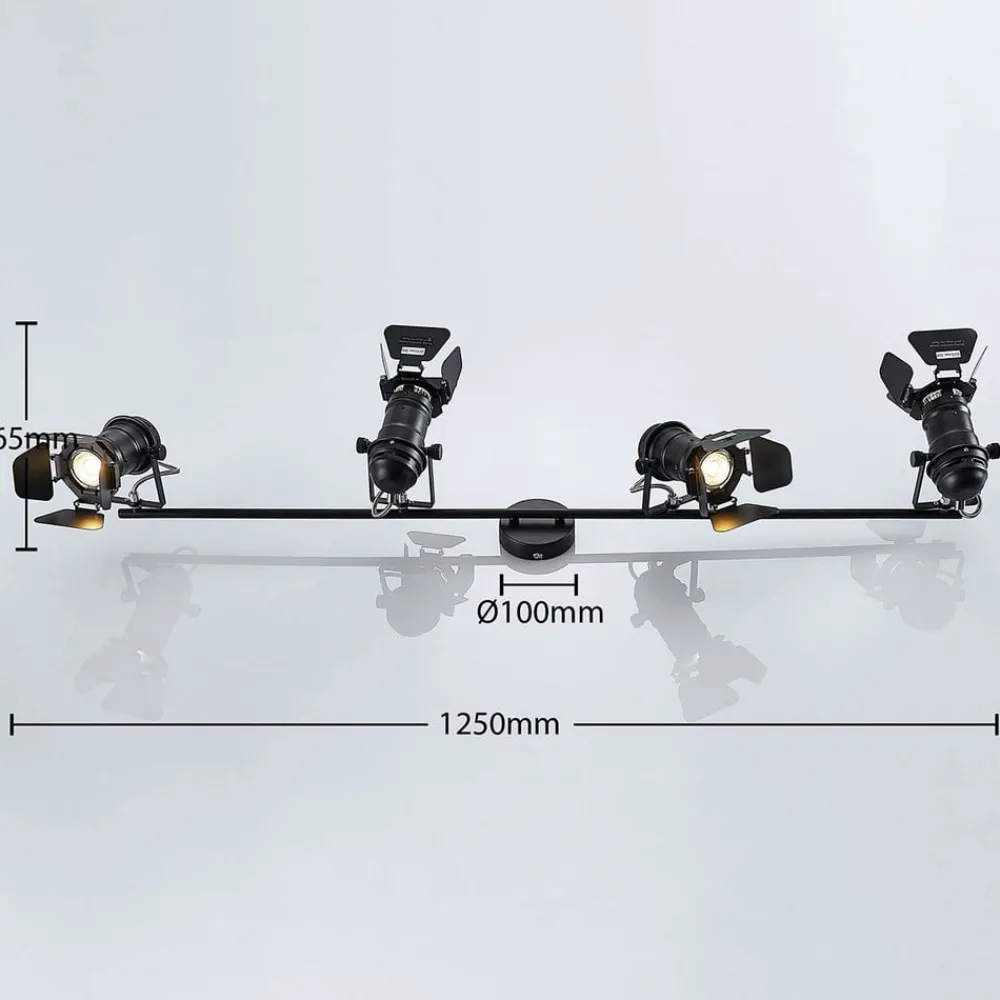 Lindby Gang|Loftlamper > Tilen loftspot, 4 lyskilder, sort, metal, 125 cm