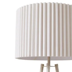 Gang|Pendellamper ^ Lindby trebenetstående gulvlampe Libbie, 155 cm, hør, cremefarvet
