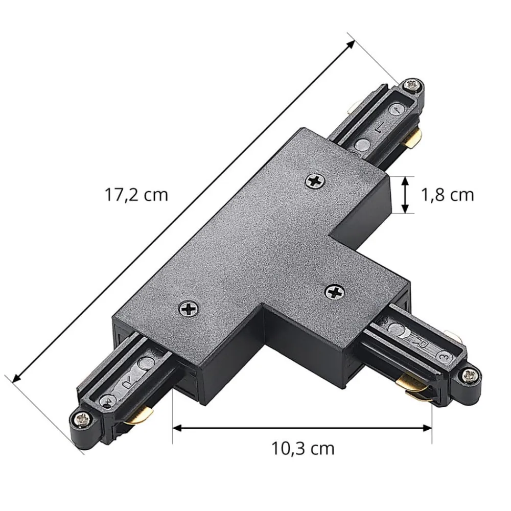 Lindby Skinnesystem > T-stik Linaro, sort, 1-faset system