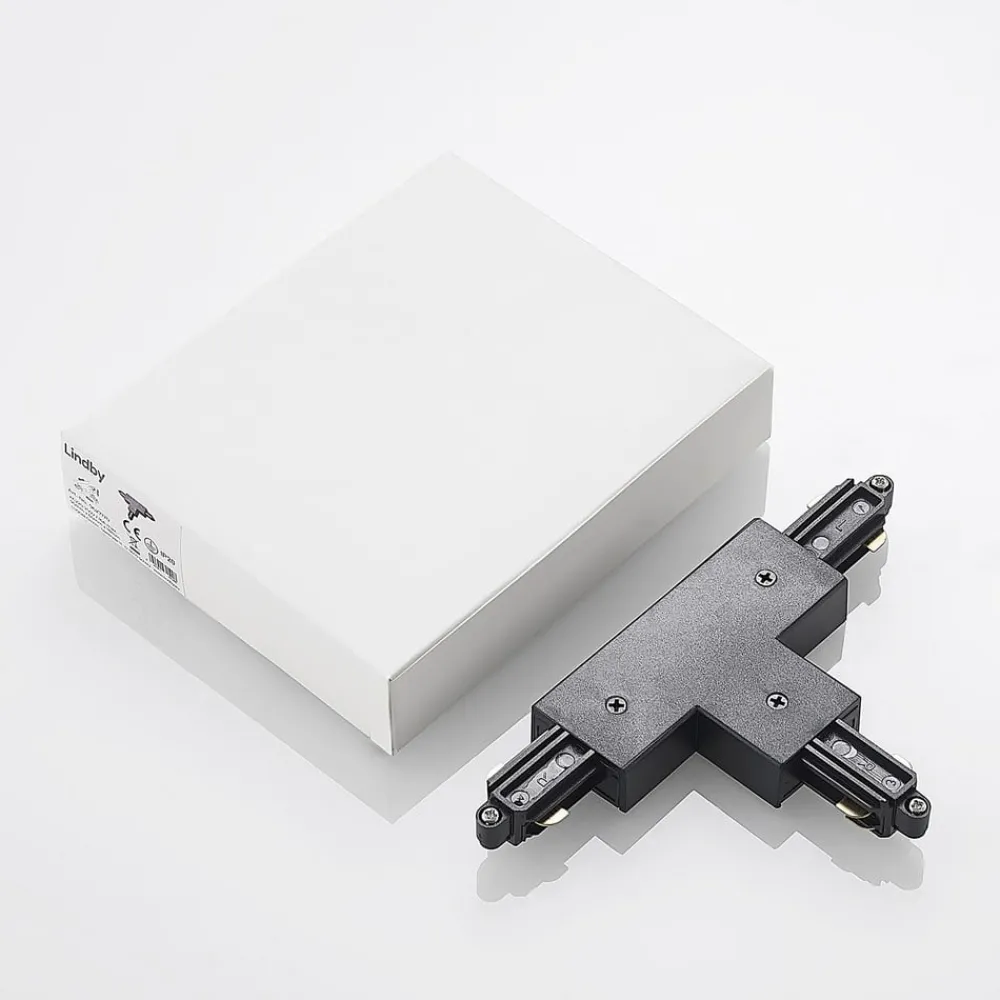 Lindby Skinnesystem > T-stik Linaro, sort, 1-faset system