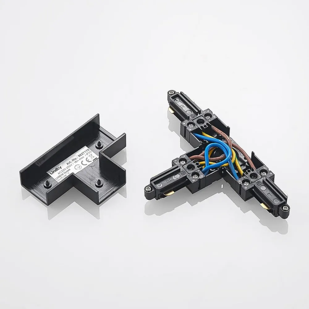 Lindby Skinnesystem > T-stik Linaro, sort, 1-faset system