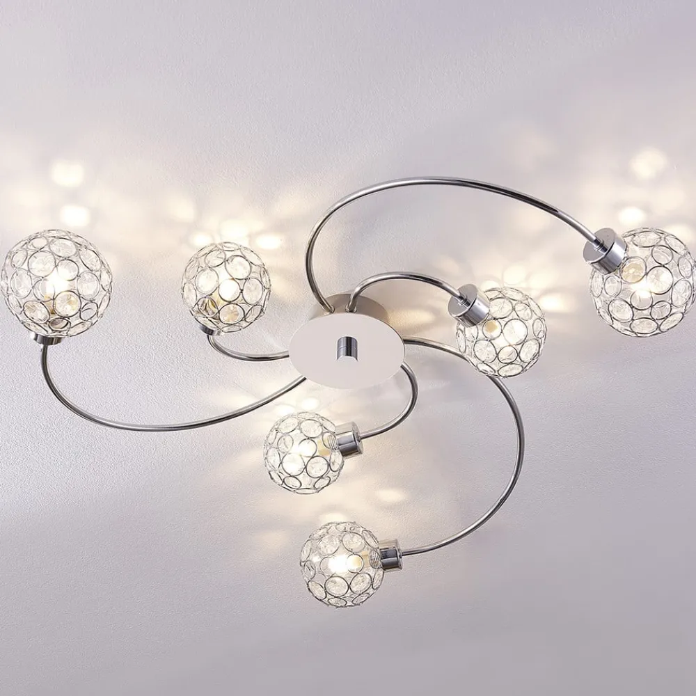 Lindby Loftlamper|Loftlamper > Tyron loftlampe, Ø 65 cm, krom, glas, metal