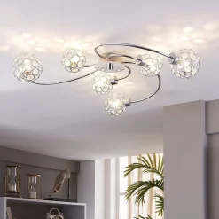 Lindby Loftlamper|Loftlamper > Tyron loftlampe, Ø 65 cm, krom, glas, metal