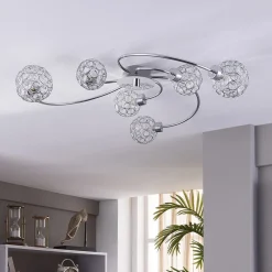 Lindby Loftlamper|Loftlamper > Tyron loftlampe, Ø 65 cm, krom, glas, metal