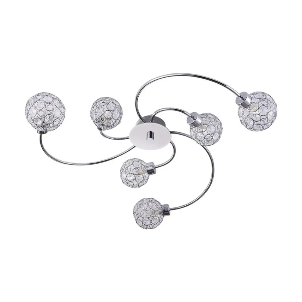 Lindby Loftlamper|Loftlamper > Tyron loftlampe, Ø 65 cm, krom, glas, metal
