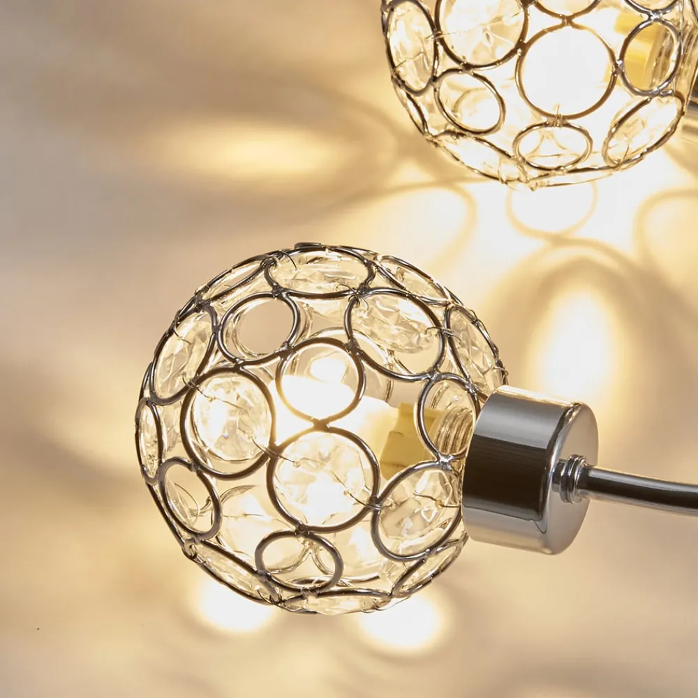 Lindby Loftlamper|Loftlamper > Tyron loftlampe, Ø 65 cm, krom, glas, metal