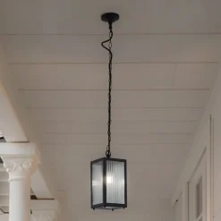 Udendørs Pendellamper ^ Lindby udendørs hængelampe Bolgar, sort, metal, glas