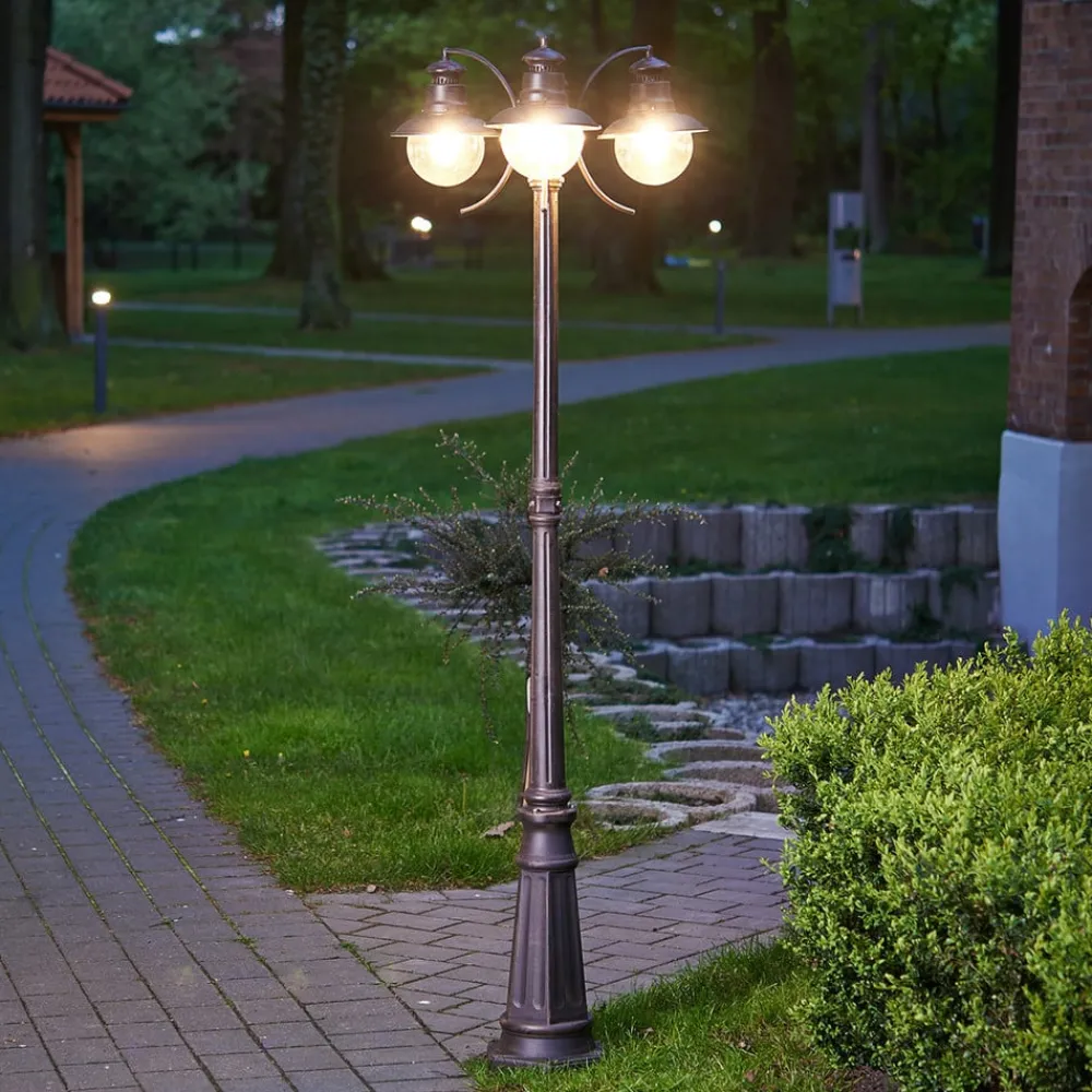 Lindby Lygtepæle > udendørslampe Eddie, 198 cm, rust, metal, IP44, E27
