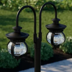 Lygtepæle ^ Lindby udendørslampe Farley, 215 cm, 2 lyskilder, IP44, E27