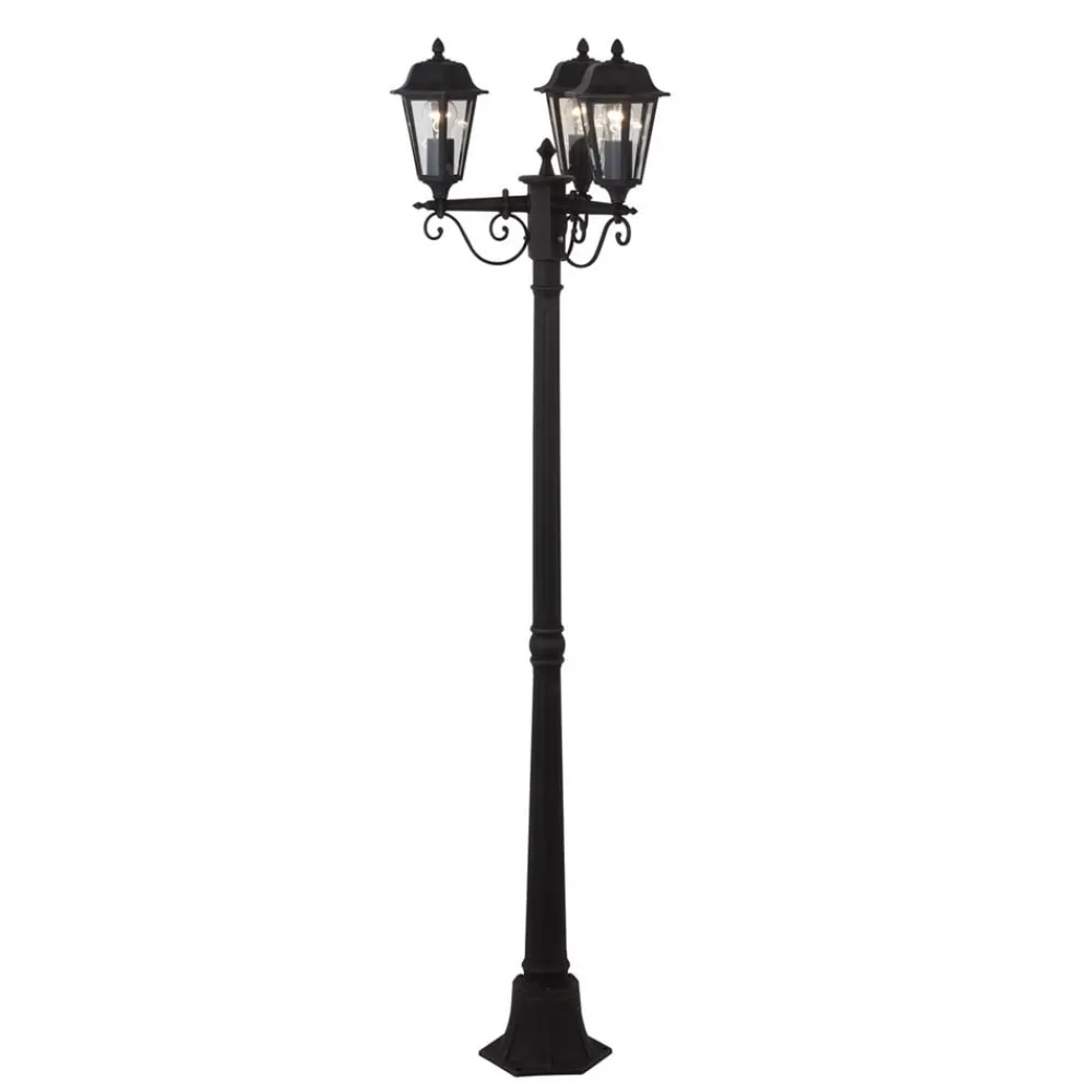 Lindby Lygtepæle > udendørslampe Lamina, 172 cm, 3 lyskilder, sort-rust, E27