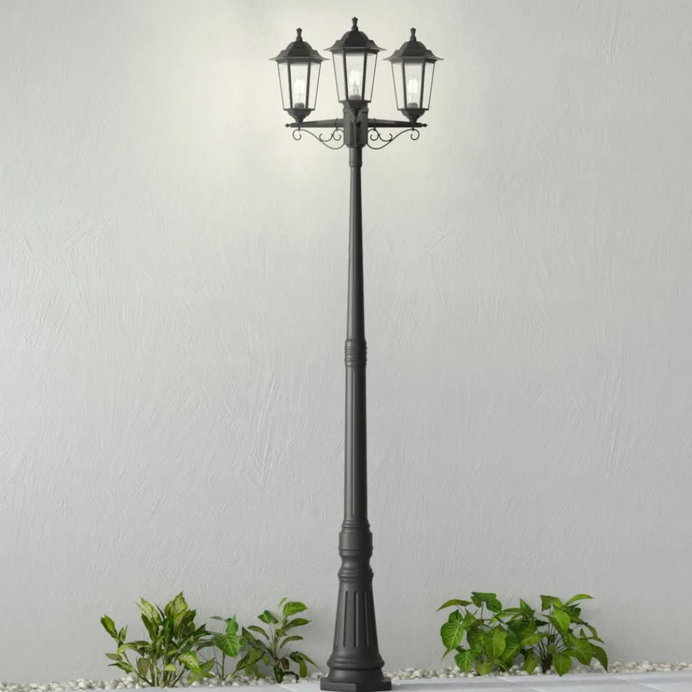 Lindby Lygtepæle > udendørslampe Nane, 217 cm, sort, saltvandsresistent, E27