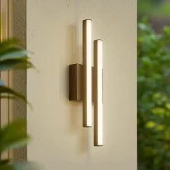 Terrassebelysning|Væglamper ^ Lindby udendørs LED-væglampe Abelia, sort, aluminium, stål