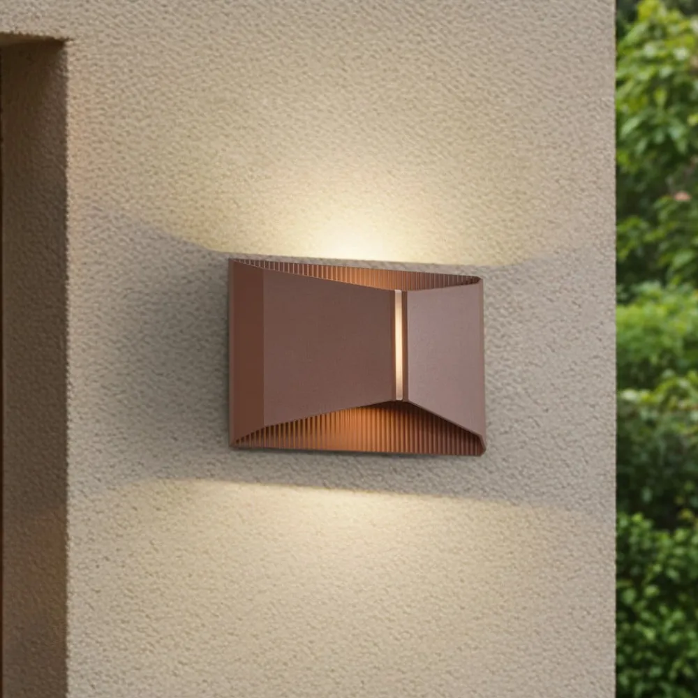 Lindby Terrassebelysning|Væglamper > udendørs LED-væglampe Anlira, brun, op og ned, IP65