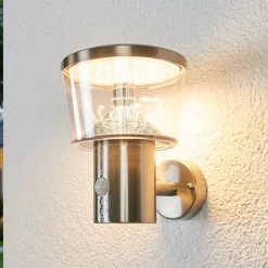 Væglampe Med Sensor|Terrassebelysning ^ Lindby udendørs LED-væglampe Antje, bevægelsessensor, IP44
