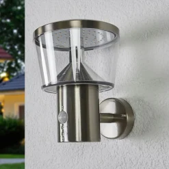 Væglampe Med Sensor|Terrassebelysning ^ Lindby udendørs LED-væglampe Antje, bevægelsessensor, IP44