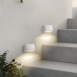 Terrassebelysning ^ Lindby udendørs LED-væglampe Appeso, bredde 10 cm, sæt med 2 stk