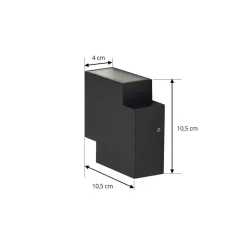 Lindby Terrassebelysning|Væglamper > udendørs LED-væglampe Fendir, sort, aluminium, 10,5 cm