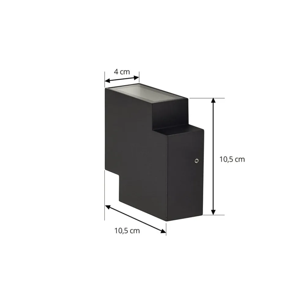 Lindby Terrassebelysning|Væglamper > udendørs LED-væglampe Fendir, sort, aluminium, 10,5 cm
