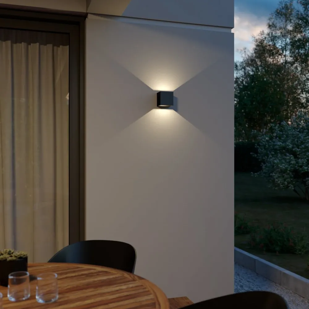 Lindby Væglamper > udendørs LED-væglampe Glyn, sort, metal, 12 cm, IP44