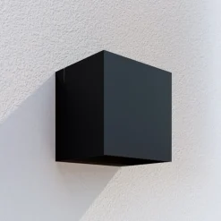 Lindby Væglamper > udendørs LED-væglampe Glyn, sort, metal, 12 cm, IP44