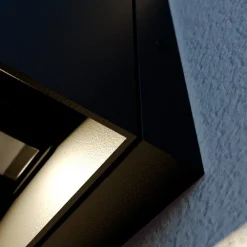 Lindby Væglamper > udendørs LED-væglampe Glyn, sort, metal, 12 cm, IP44